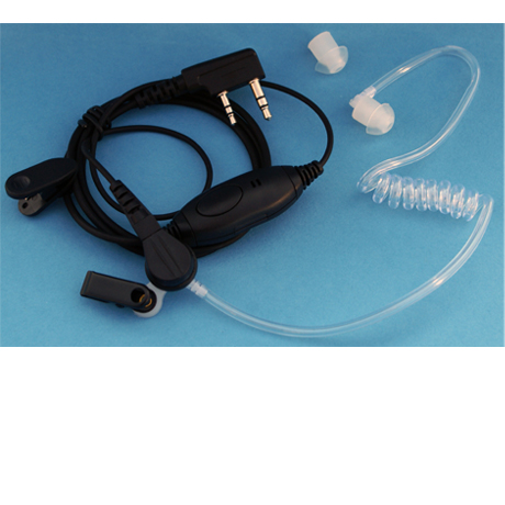 Acoustic ear-tube speaker with in-line microphone. Use on VOX (hands-free) or PTT